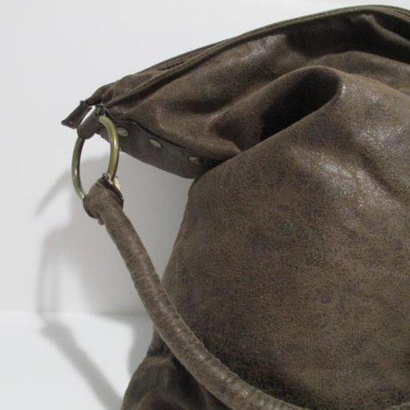 *Unbranded Brown Crinkle Rope Handle Rust Suede Tote - Picture 7 of 9